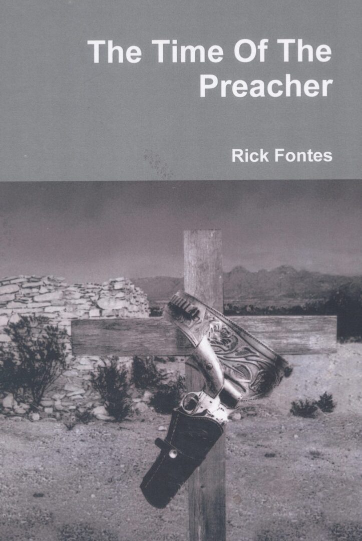 Book cover with gun on cross