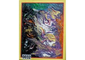 Colorful abstract painting with dynamic swirling textures.