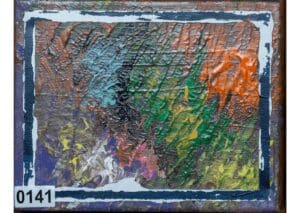 Textured abstract artwork with vibrant color splashes.